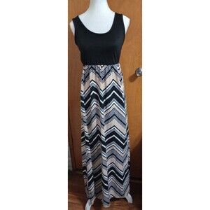 URBAN ROSE WOMEN'S MAXI DRESS CHEVRON STRIPE SIZE S MODEST PREPPY BEACH BOHO